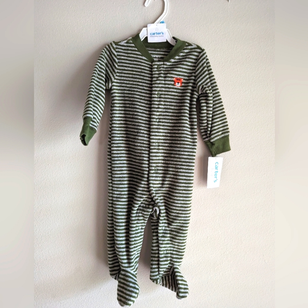 Carter's terry cloth striped zipper onesie tiger BOGO 2 free baby clothes